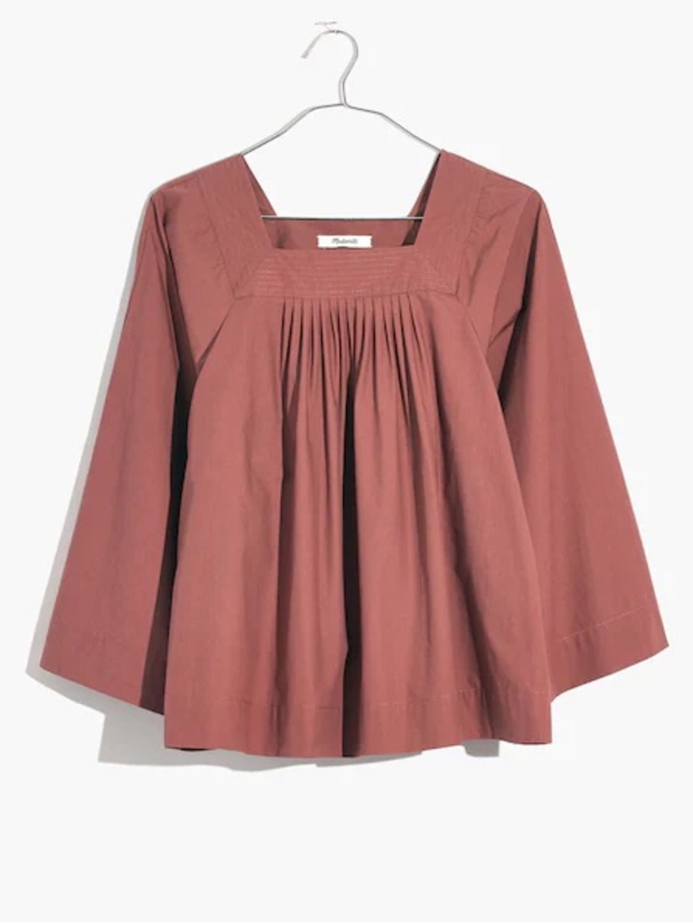 Madewell Women’s Square Neck Peasant Top Oversized Boho in Antique Plum XL